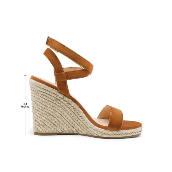 Open Toe Espadrille Platform Wedge Sandals - TAN SUEDE - 1